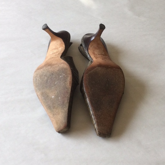 Ann Taylor Leather Faux Croc Slingback’s! Green 8! - Picture 4 of 16